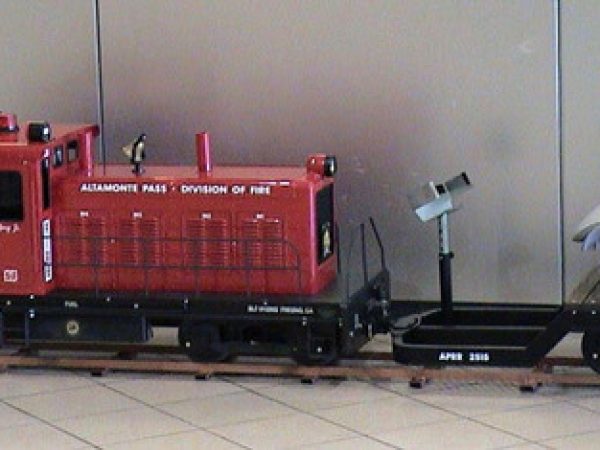 Red caboose on the miniature railroad